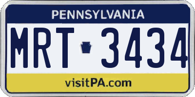 PA license plate MRT3434