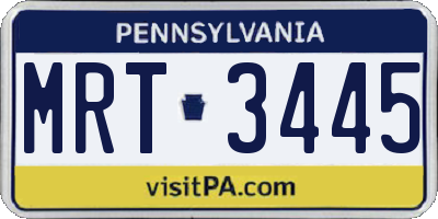 PA license plate MRT3445
