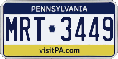 PA license plate MRT3449