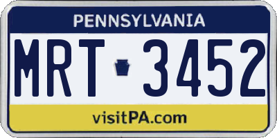 PA license plate MRT3452