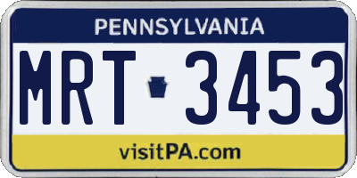PA license plate MRT3453