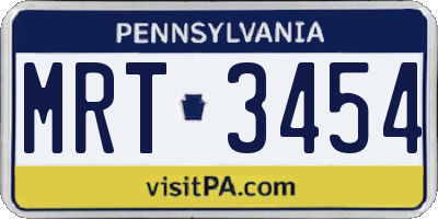PA license plate MRT3454
