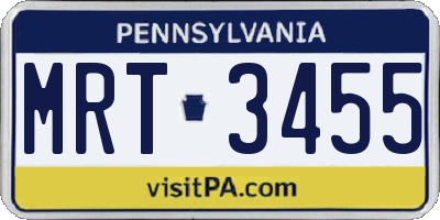 PA license plate MRT3455