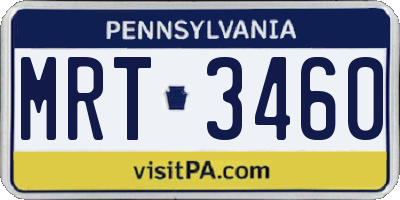 PA license plate MRT3460