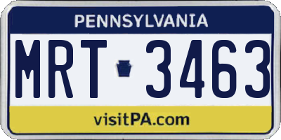 PA license plate MRT3463