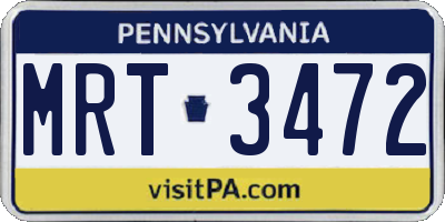 PA license plate MRT3472