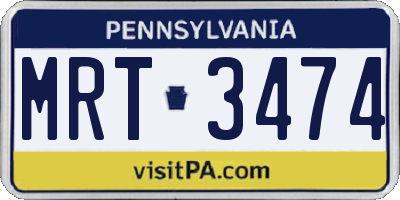 PA license plate MRT3474