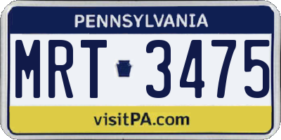 PA license plate MRT3475