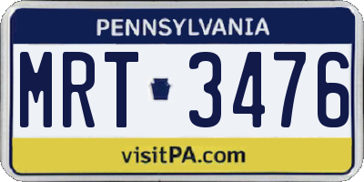 PA license plate MRT3476