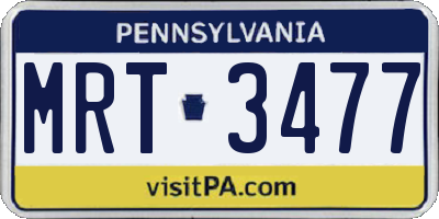PA license plate MRT3477