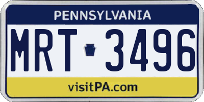 PA license plate MRT3496