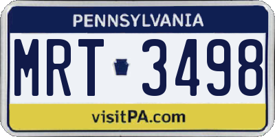 PA license plate MRT3498