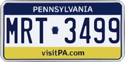 PA license plate MRT3499