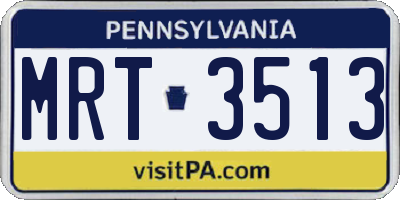 PA license plate MRT3513