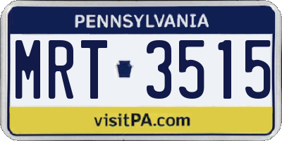 PA license plate MRT3515