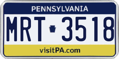 PA license plate MRT3518