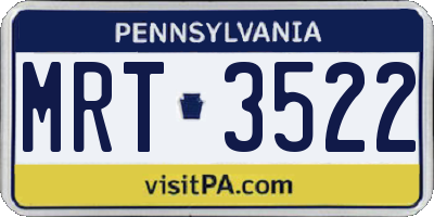 PA license plate MRT3522