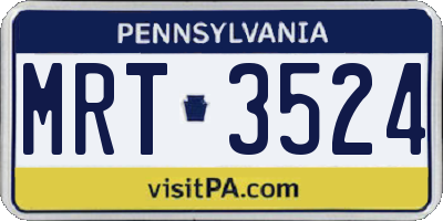 PA license plate MRT3524