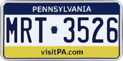 PA license plate MRT3526