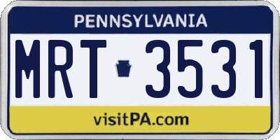 PA license plate MRT3531