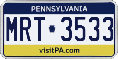 PA license plate MRT3533