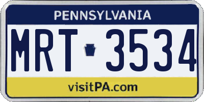 PA license plate MRT3534