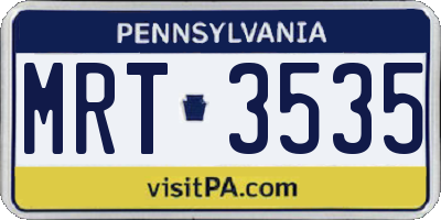 PA license plate MRT3535