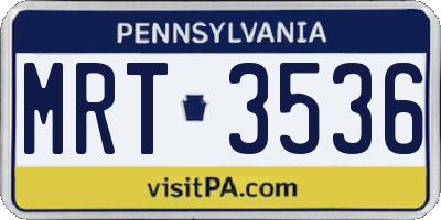 PA license plate MRT3536