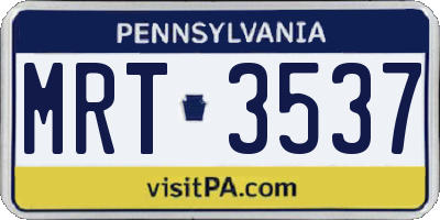 PA license plate MRT3537