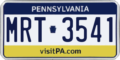 PA license plate MRT3541