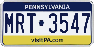 PA license plate MRT3547
