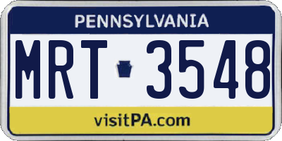 PA license plate MRT3548