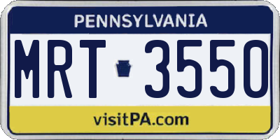 PA license plate MRT3550