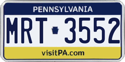PA license plate MRT3552