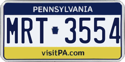 PA license plate MRT3554