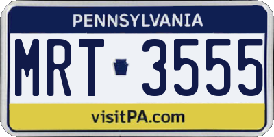 PA license plate MRT3555