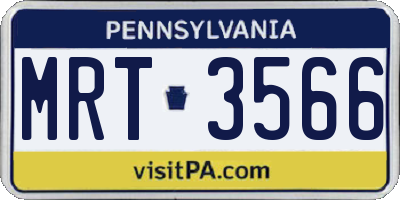 PA license plate MRT3566