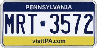 PA license plate MRT3572
