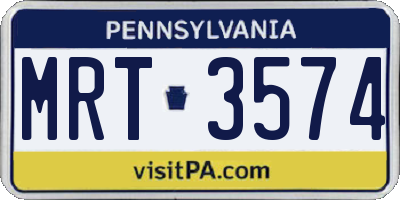 PA license plate MRT3574