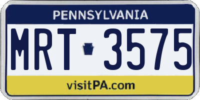 PA license plate MRT3575