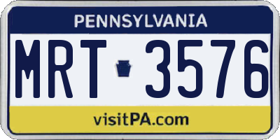 PA license plate MRT3576