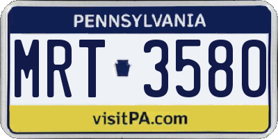 PA license plate MRT3580