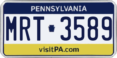 PA license plate MRT3589