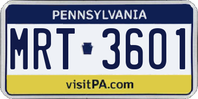 PA license plate MRT3601
