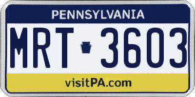 PA license plate MRT3603