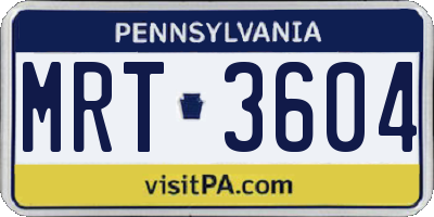 PA license plate MRT3604