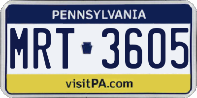 PA license plate MRT3605