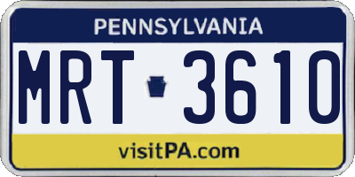 PA license plate MRT3610