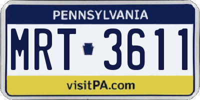 PA license plate MRT3611