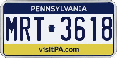PA license plate MRT3618